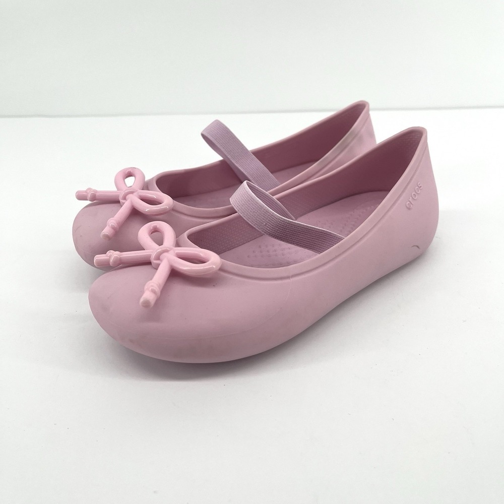Crocs Girls Pink Mary Jane Ballet Flats Bow Slip On Shoes Kids Size 13 C13 - Picture 7 of 7